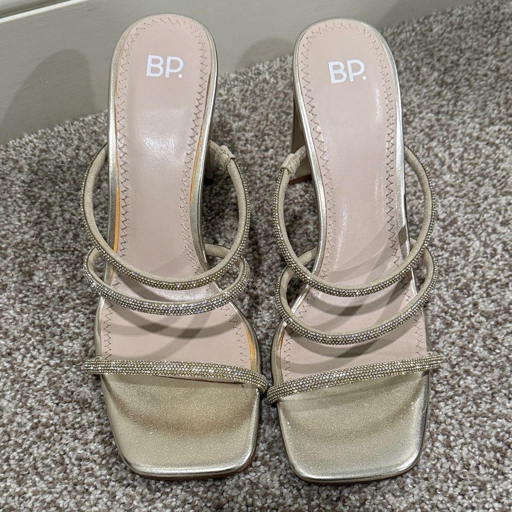 BP Elegant Gold Strappy Heels
